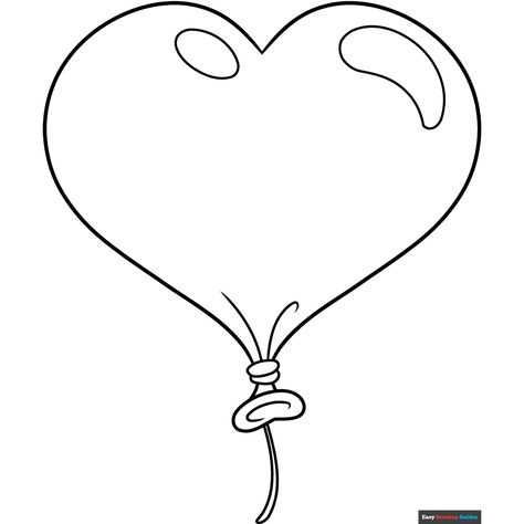 Free Heart Balloon Coloring Page for Kids Heart Hot Air Balloon, How To Draw Balloons, Free Printable Coloring Sheets, Valentine Coloring Pages, Drawing Guides, Heart Coloring Pages, Tree Coloring Page, Heart Printable, Valentine Coloring