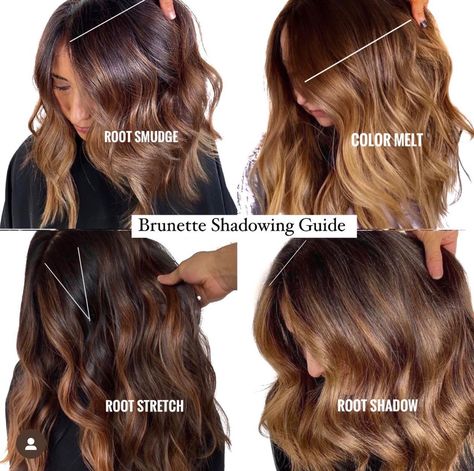 Root Tap Smudge Melt, Shadowed Root Brunette, Rootmelt Brown, Color Melt Dark Hair, Shadow Roots Hair Brunette To Caramel, Melted Balayage Brunettes, Caramel Root Melt, Dark Root Smudge Brunette, Lighter Roots Darker Ends