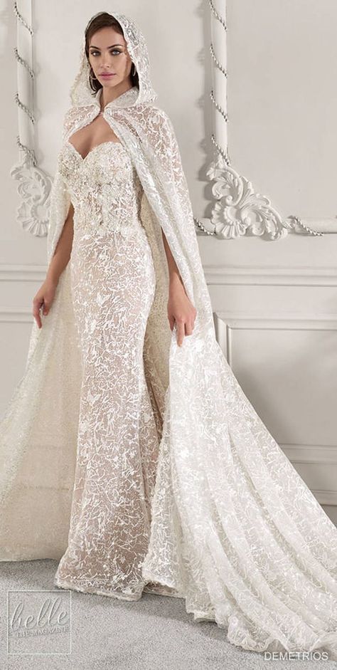 Divine Fashion, Demetrios Wedding Dress, Cape Wedding, Cape Wedding Dress, Wedding Sparklers, Wedding Dress Collection, Fancy Wedding, White Wedding Dress, Dream Wedding Ideas Dresses