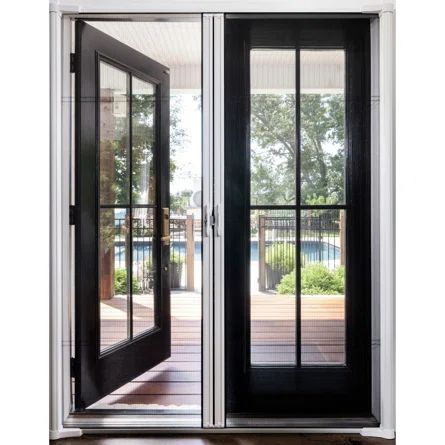 LARSON Brisa Aluminum Double Sliding Screen Doors | Wayfair Best Screen Doors, Double Screen Door, Sunroom Doors, Double Screen Doors, Exterior Backyard, Outdoor French Doors, Sliding French Doors Patio, Wide Doors, Aluminum Screen Doors