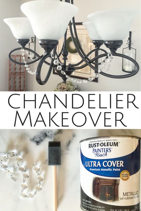 Chandelier transformation that doesn't require an electrician ! Just paint ! Diy Chandelier Ideas, Chandelier Diy Crystal, Cool Chandeliers, Backyard Entertainment, Chandelier Makeover, Creative Lamp, Old Chandelier, Orb Chandelier, Diy Interior Decor