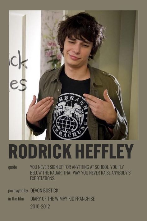 Grunge Characters In Movies, Roderick Heffley, Wimpy Kid Movie, Rodrick Rules, Rodrick Heffley, Devon Bostick, Avatar Art, Diary Of A Wimpy, Diary Of A Wimpy Kid