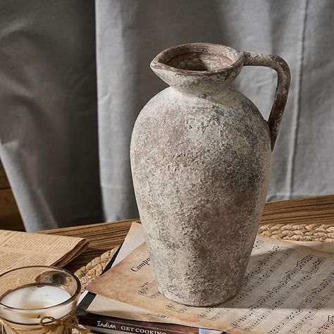 Amazon.com: PORCER 8.27 Inch Ceramic Vase, Rustic Terracotta Vase Farmhouse Decorative Vase Boho Decor, Ceramic Vases for Home Decor, Living Room, Entryway, Table, Floor, Christmas New Year Holiday - Gray : Home & Kitchen Indoor Fall Decor Ideas, Vase Terracotta, Farmhouse Vases, Farmhouse Vase, Fall Table Centerpieces, Terracotta Vase, Rustic Vase, Living Room Entryway, Clay Vase