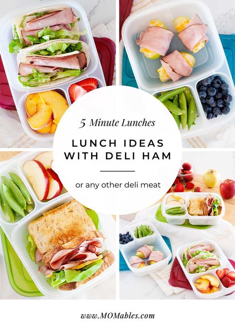 Make one of these 5 easy and creative lunches with one main ingredient, ham! See these healthy lunches for school, office or home that are quick, easy and loved by kids and adults alike. #lunchideas #schoollunches #officelunches #homelunches Healthy Lunches For School, School Lunches Ideas, Home Lunch Ideas, Lunches For School, Easy Bento, Fun Lunches, Adult Lunchables, Packing School Lunches, Easy School Lunches