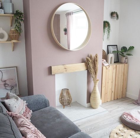 Blush And Grey Living Room, Pink And Grey Living Room, Blush Living Room, Blush Pink Living Room, Front Room Design, Pink Bedroom Walls, Family Room Layout, Grey Living Room, Living Room Decor Colors