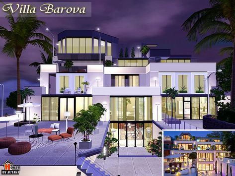 Villa Barova (Request by mrsambience) Found in TSR Category 'Sims 3 Community Lots' Big Penthouse, Lotes The Sims 4, The Sims 4 Lots, Block House, Sims 4 Kitchen, Luxurious Villa, Sims 4 House Plans, Free Sims, Sims 4 House Design