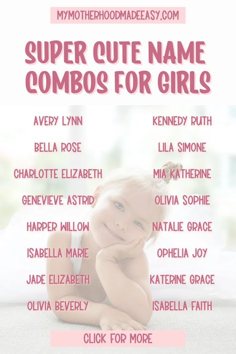 Prettiest Middle Names, Cute Middle Names For A Girl, Baby Names With Middle Names, Baby Names First And Middle, Unique Girl Middle Names, Pretty Middle Names, Middle Names For Girls List, Girl Middle Names, Long Girl Names