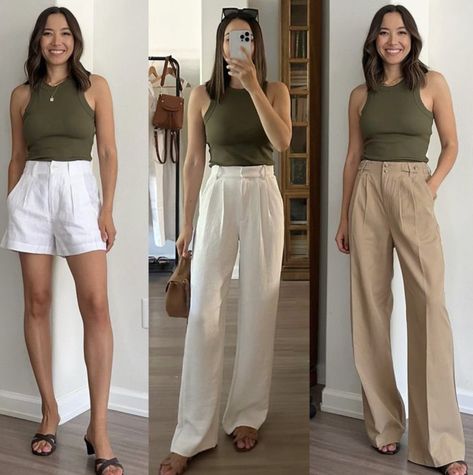 Smart Casual Women Summer, Summer Tank Top Outfits, Green Top Outfit, Smart Casual Work Outfit Women, Smart Casual Women Outfits, Top Summer Outfits, Smart Casual Work Outfit, Work Outfits Women Summer, Smart Casual Women