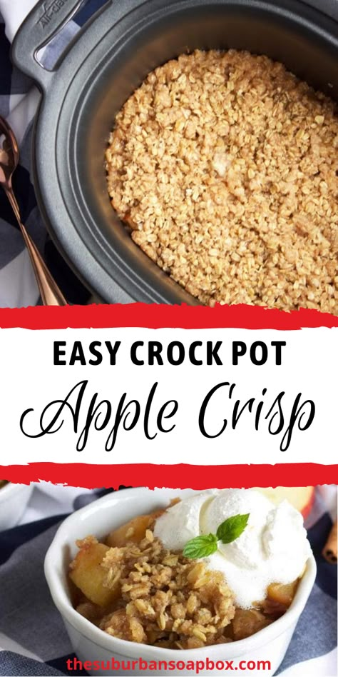 Crock Pot Apple Crisp Recipe, Apple Crockpot Recipes, Crock Pot Apple Crisp, The Best Apple Crisp, Slow Cooker Apple Crisp, Crockpot Apple Crisp, Apple Pie Recipe Easy, Best Apple Crisp, Crockpot Dessert Recipes