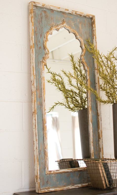 52" Olly Painted Wooden Full Length Mirror Large Standing Mirror, Painting Wooden Furniture, Mirror Paint, Rustic Wall Mirrors, Mirror Design Wall, Large Wall Mirror, Mirror With Shelf, Wooden Mirror, Distressed Painting