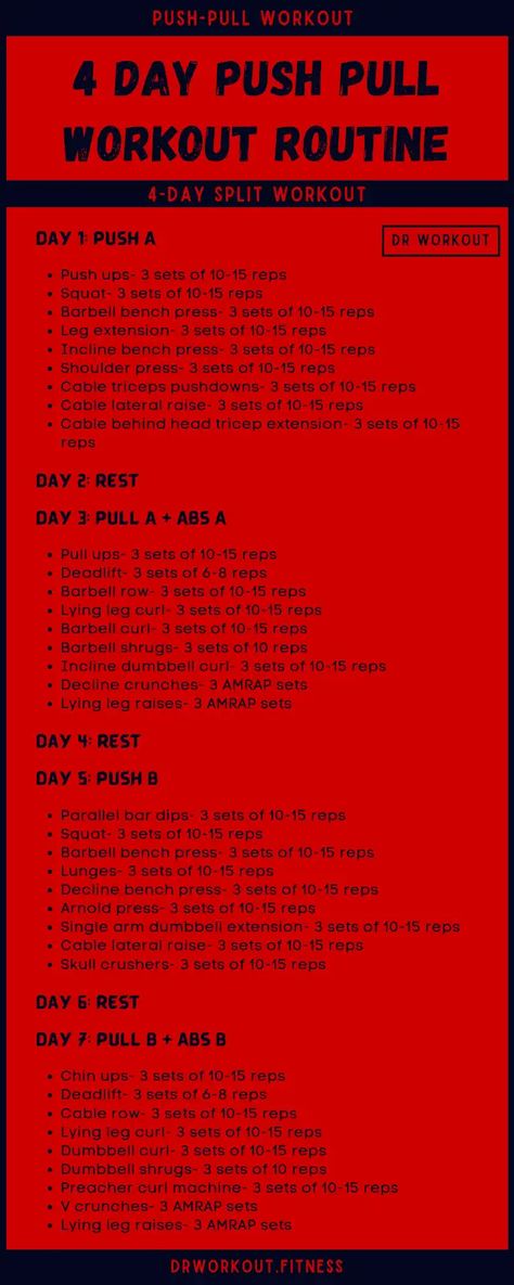 Full Body Push Pull Workout, 4 Day Push Pull Workout Routine, Pull Workout Routine, Push Pull Workout Routine, Dr Workout, Pull Workout, Push Pull Workout, Pull Day Workout, Pull Day