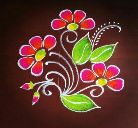 Simple And Beautiful Rangoli Designs, Beautiful Rangoli Designs Indian, Rangoli Designs With Colours, Rangoli Photos, Simple Flower Rangoli, Simple Art Designs, Flowers Rangoli, Indian Rangoli Designs, Very Easy Rangoli Designs