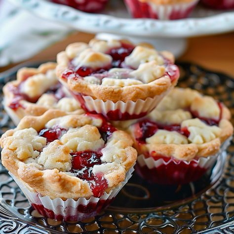 Cherry Pie Cookie Cups Cookie Cherry No Bake, Cherry Pie Filling Cookies, Cherry Pie Cookies Recipes, Mini Cherry Desserts, Cookies With Pie Filling, Dried Cherry Cookies Recipes, Cherry Pie Stuffed Cookies, Cherry Pie Cookie Cups, Easy Cherry Pie Bites