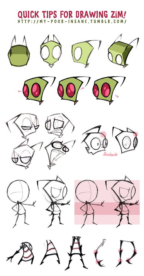 QUICK TIPS FOR DRAWING ZiM! by Naplez on deviantART Zadr Invader Zim, How To Draw Invader Zim, Zim From Invader Zim, Invader Zim Art Style, Scene Invader Zim, Cartoon Character Sheet, Dib Invader Zim Fanart, Invader Zim Wallpapers Iphone, Invader Zim Sketch