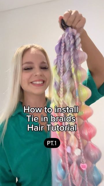 Tie In Festival Braids, Diy Festival Hair Extensions, Festival Hair Braids Tutorials, How To Use Braiding Hair, Braiding Hair Extensions Tutorials, Rave Hair Tutorial, Rave Braids Tutorial, Rave Braids Extensions, Rave Hairstyles Braids