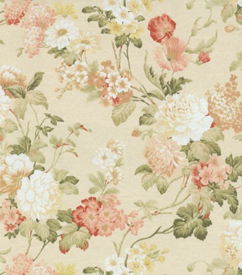 English Floral Prints, Coral Home Decor, Coral Fabric, Country Kitchen Decor, Curtain Patterns, Antique Photos, Decoupage Paper, Joanns Fabric And Crafts, Fabric Shop