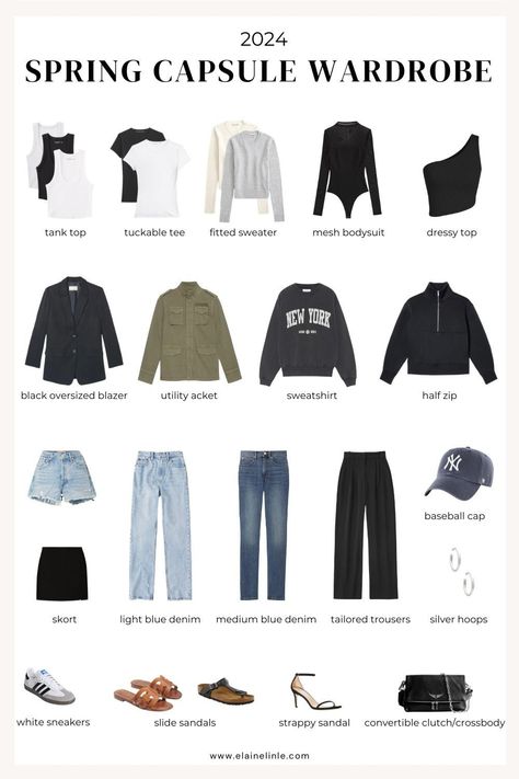 2024 Spring Capsule Wardrobe: Casual Minimalist Nyc Capsule Wardrobe Spring, Capsule Wardrobe For 20 Year Olds, Sport Capsule Wardrobe, Spring Travel Capsule Wardrobe 2024, Spring Capsule 2024, Spring Capsule Wardrobe 2024, Spring Nyc Outfit, Spring Capsule Wardrobe Casual, Workout Capsule Wardrobe