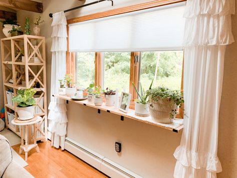 DIY Window Plant Shelf Shelf Under Window For Plants, Window Plant Holders Indoor, Plant Shelf Across Window, Under Window Shelves, Window Seal Plant Shelf, Diy Window Ledge Plant Shelf, Window Ledge Plant Shelf, Window Sill Shelf For Plants, Diy Window Plant Shelf Ideas