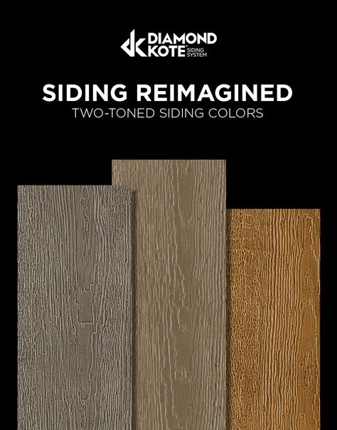 Get the look of stained wood without the maintenance when you choose DuoBlend Premium siding colors from Diamond Kote. Choose from brown colors, gray colors, and warm-toned colors to complement your exterior. Lp Smartside Siding Colors, Diamond Kote Siding Colors, Lp Smart Side Exterior Colors, Diamond Kote Siding, Lp Smart Siding, Modern Siding, Engineered Wood Siding, Modern Home Designs, Siding Colors