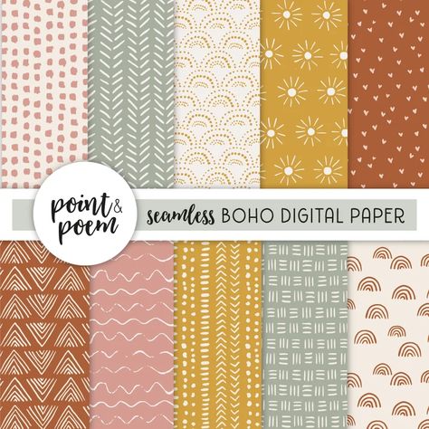 Boho Rainbow Classroom, Drawn Patterns, Scrapbooking Set, Etsy Inspiration, Digital Texture, Bohemian Pattern, Hand Drawn Pattern, Printed Backgrounds, Digital Paper Pack