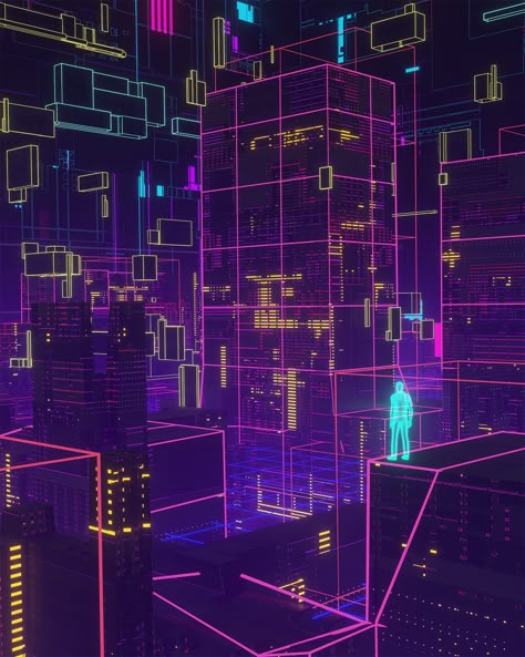 Cyberspace Aesthetic, Shape Artwork, Hd Posters, Cyberpunk Design, Neon City, Cyberpunk City, Arte Cyberpunk, Projection Mapping, Futuristic Art