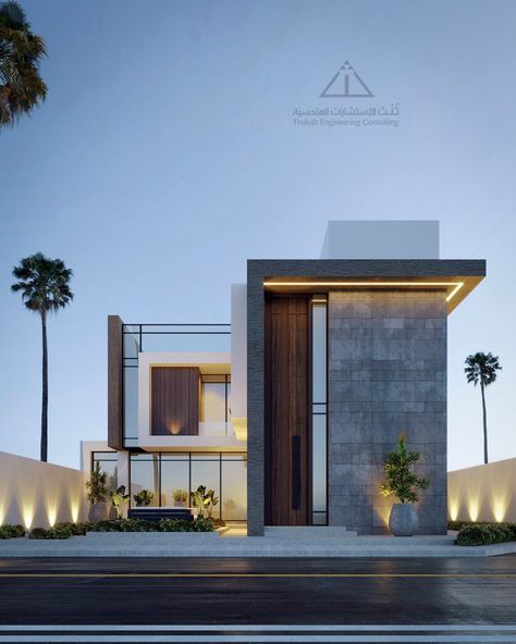 Front Facade House Ideas, Modern Villa Elevation Design, Modern Villa Elevation, Aesthetic Kitchen Design, Villa Facade Design, Door Design Entrance, Clocks Aesthetic, Villa Elevation, Villa Entrance