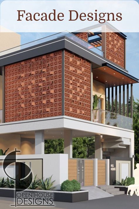 House Exterior 1 Story, 1 Story Modern House, House Front Elevation, Modern Bungalow House Design, Narrow House Designs, Apartments Exterior, Brick Cladding, House Outer Design, Small House Front Design