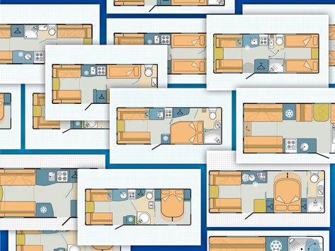 Practical Caravan – What's your dream layout? - End washroom? End kitchen? Fixed bunks? Fixed singles? The list goes on... How do you like yours? (© Jenny Owen/Practical Caravan) Caravan Layout Ideas, Caravan Floor Plan, Caravan Layout Floor Plans, Caravan Layout, Double Bunk, Interior Design Layout, Touring Caravan, Caravan Holiday, Caravan Renovation