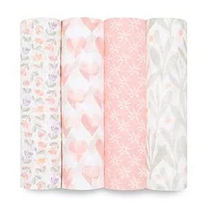 aden + anais Essentials Swaddle Blanket, Boutique Muslin Blankets for Girls & Boys, Baby Receiving Swaddles, Ideal Newborn & Infant Swaddling Set, Perfect Shower Gifts, 4 Pack, Piece of My Heart Aden Anais Swaddle, Aden And Anais, Baby Muslin Swaddle, Muslin Blanket, Stroller Cover, Swaddle Blankets, Muslin Swaddle Blanket, Muslin Blankets, Muslin Swaddle