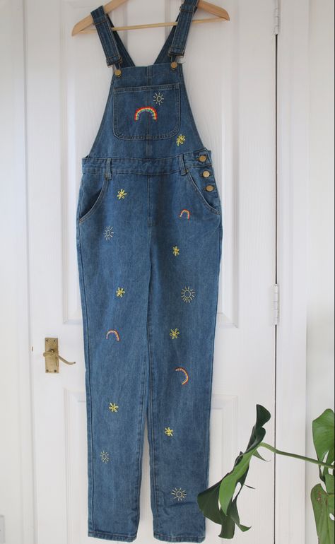 Embroider Overalls, Embroidery Overalls, Overalls Embroidered, Embroidered Overalls, Embroidery Jumpsuit, Review Clothing, Embroidery On Clothes, Clothes Closet, Super Cute Dresses