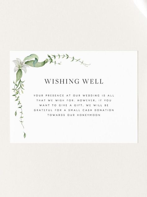 Wishing Well Poems, Best Wishes Card, Lily Wedding, Printable Envelope, Seating Chart Template, Envelope Template, White Lilies, Seating Chart Wedding, Wishing Well