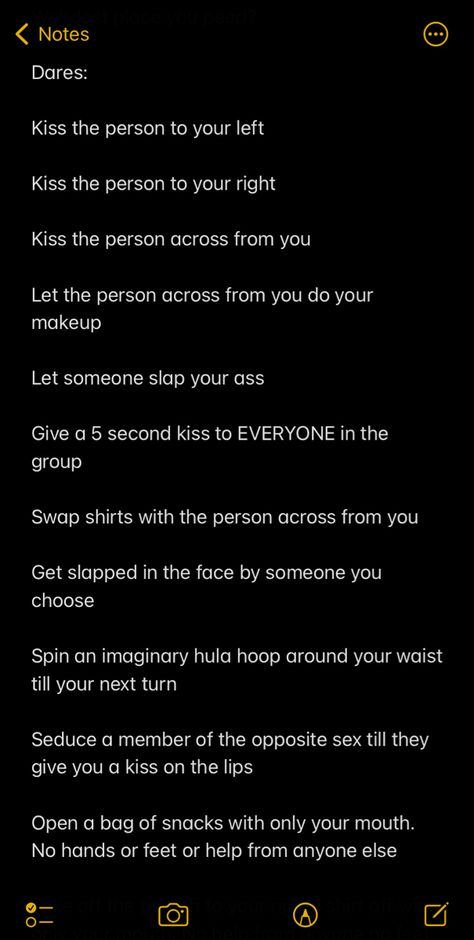 Dares For College Parties, Spicy Dares To Do, Extreme Dares With Friends, Truth Or Dare Questions Spicy Edition, Truth Or Dares For Couples, Extreme Truth Or Dare Questions Dirty, Truth Or Dare Questions For Couples Romantic, Spin The Bottle Questions, Dares For Truth Or Dare Over Text