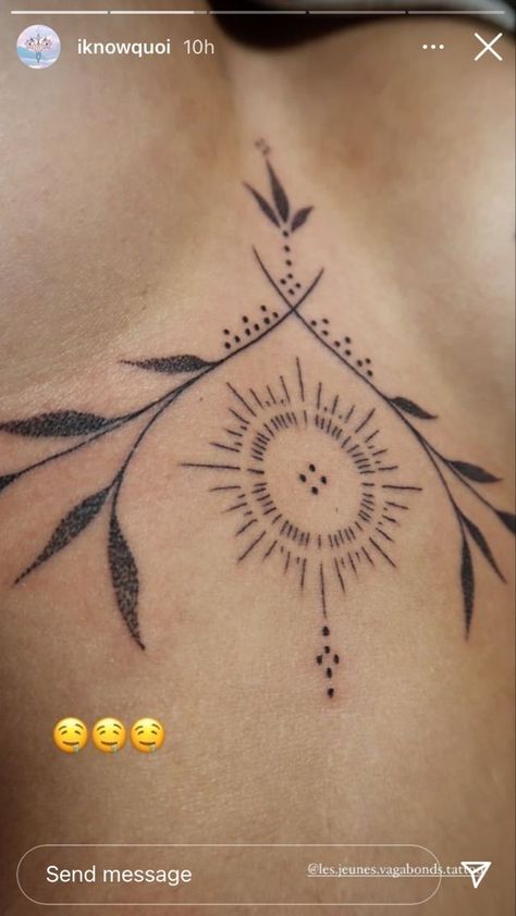 Big Sternum Tattoo, Simple Sternum Tattoo, Simple Sternum Tattoo Women, Sun Sternum Tattoo, Ornamental Sternum Tattoo, Bohemian Tattoo, Thumb Tattoos, Boho Tattoos, Chest Tattoos For Women