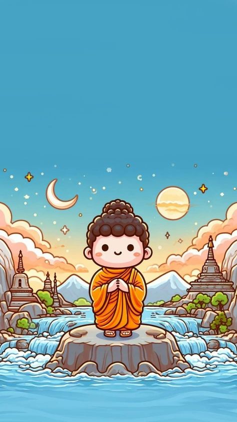 Buddha Cartoon, Cute Buddha, Buddha Wallpaper Iphone, Buddha Doodle, Buddha Art Drawing, Baby Buddha, Cute Pink Background, Photo Frame Wallpaper, Buddha Art Painting