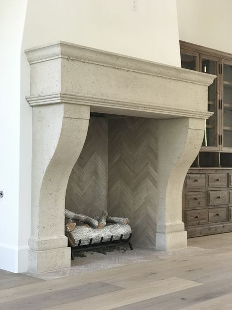 Our newest modern fireplace surround. Hand made cast stone, but without all the weight of a solid stone. Stone Fireplace Mantle, Modern Stone Fireplace, Fireplace Modern Design, Fireplace Style, Cast Stone Fireplace, Stacked Stone Fireplaces, Stone Fireplace Mantel, Stone Fireplace Surround, Natural Stone Fireplaces