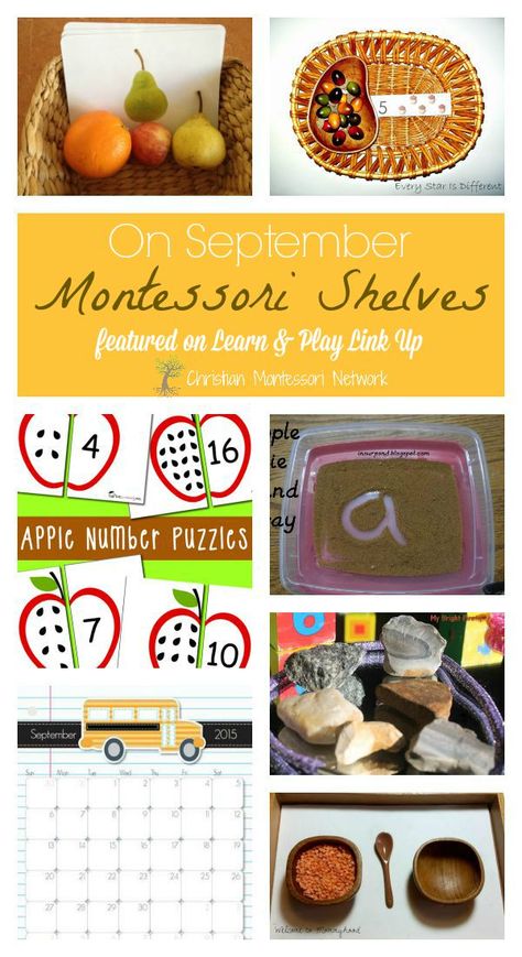 September Montessori Shelves ideas on ChristianMontessoriNetwork.com as apart of the Learn & Play Link Up! September Montessori Lessons, September Montessori Shelves, September Practical Life Montessori, Fall Montessori Shelves, Preschool Monthly Themes, Preschool Apples, Apple Theme Activities, Montessori Shelves, September Ideas