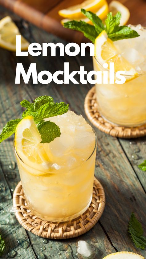 Lemon Mocktails Lemon Cello Recipe, Best Non Alcoholic Drinks, Easy Mocktail Recipes, Limoncello Recipe, Alcohol Free Drinks, Drink Recipes Nonalcoholic, Lemon Drink, Non Alcoholic Cocktails, Healthy Drinks Recipes