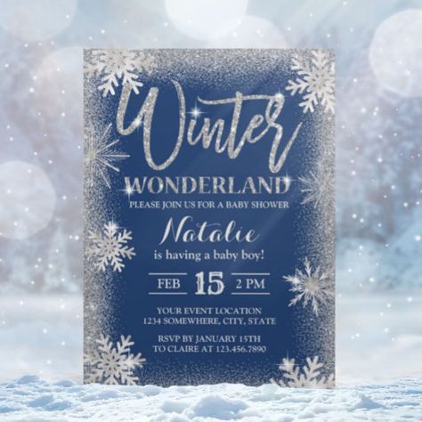 Winter Wonderland Baby Shower Boy, Winter Wonderland Baby Shower Invitation, Winter Wonderland Invitations, Winter Wonderland Birthday, Snowflake Baby Shower, Winter Wonderland Baby Shower, Having A Baby Boy, Winter Wonderland Party, Sweet 16 Invitations