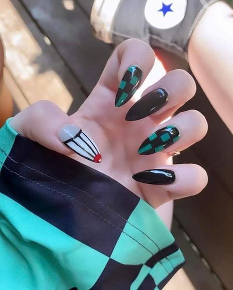 Demon Slayer Nail Art, Demon Slayer Nails, Witch Nails, Business Nails, Unghie Nail Art, Kpop Nails, Sharp Nails, Anime Nails, Really Cute Nails