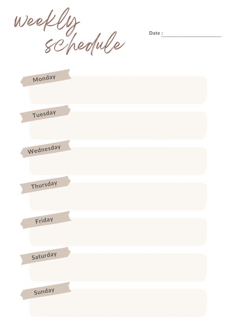 Planner Template Printable, Weekly Schedule Planner, Daily Planner Printables Free, Esthetician Marketing, Daily Schedule Planner, Week Schedule, Printable Weekly Planner, Schedule Templates, Weekly Planner Template