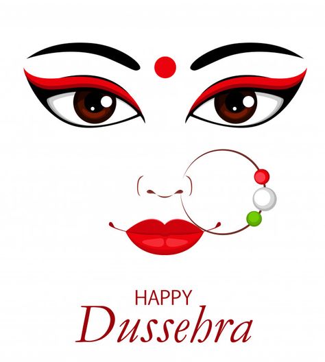 Maa Durga Face, Vijaya Dashami, Durga Face, Happy Dussehra, Maa Durga, Premium Vector, Vector Illustration, Festival, Makeup