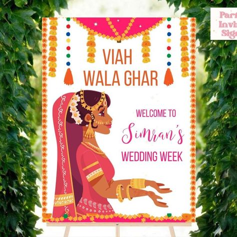 Welcome to my shop🌸 ⭐ ✔️This sign is DIGITAL only, no product will be shipped. We will message you with the final product*✔️ Godh Bharai sign Godh bharai welcome sign Seemantham decor Indian baby shower welcome sign Hindu baby shower 📌TRY BEFORE YOU BUY - https://www.corjl.com/d/30AKN8 Wedding Contract 18 x 24 Welcome sign Indian Indian Sangeet signs Indian indian wedding Viah wala Ghar Sadi Kuri da Viah Sikh Wedding Welcome sign Punjabi Wedding sign Sikh Welcome sign Punjabi Home Welcome Shadi Wala Ghar Welcome Board, Punjabi Wedding Decorations Home, Shaadi Wala Ghar Decoration, Welcome Decoration Ideas Home Indian, Indian Sangeet, Wedding Contract, Indian Baby Showers, Hindu Wedding Cards, Indian Baby