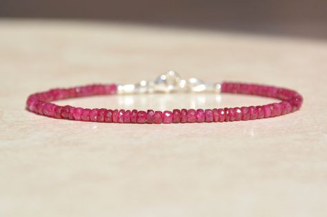 Elegant Beaded Birthstone Bracelets, Silver Minimalist Beaded Birthstone Bracelets, Silver Beaded Birthstone Bracelet As Gift, Adjustable Red Birthstone Bracelet, Silver Ruby Gemstone Bracelets, Dog Memory, Intention Bracelets, Ruby Birthstone, Memorial Bracelet