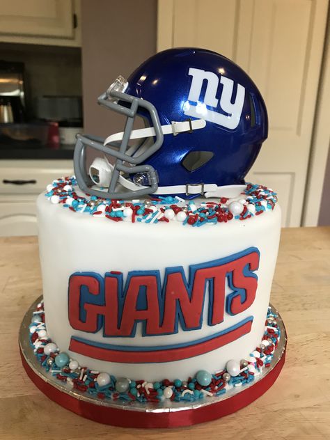 NY Giants cake Ny Giants Birthday Party Ideas, Ny Giants Cake, Giant Birthday Cake, Football Treats, Giant Cake, 70 Birthday, Pops Cake, Tiffany Rose, Sport Cakes