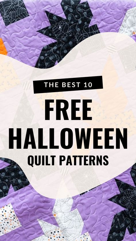 Halloween Quilting Patterns, Free Sewing Patterns Halloween, Coffin Quilt Template, Witch Hat Quilt Block Pattern Free, Free Ghost Quilt Block Pattern, Skull Quilt Patterns Free, Free Halloween Table Runner Patterns, Halloween Quilt Projects, Halloween Quilt Pillow