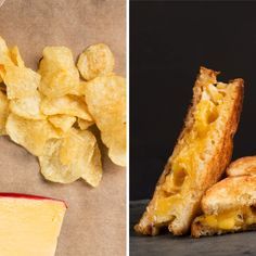 Potato Chips Butter and toast both sides of white sandwich bread in a nonstick skillet. Top each bread slice with 2 ounces gouda cheese and ½ cup potato chips. Once cheese melts, combine the slices together, fillings facing in, and press, crushing the chips (enjoyed that crunch, didn't you?), until the slices stick to each other. Picky Eater Lunch, Strawberry Mascarpone, Fancy Grilled Cheese, Cream Cheese Potatoes, Grill Cheese, Fancy Foods, Ball Pits, Best Grilled Cheese, Hearty Comfort Food