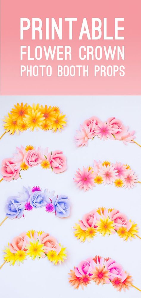 Photo Booth Props Printable Flower Crowns Hen Party Bachelorette Party Bridal Shower Download Floral-17 Bachelorette Party Photo Booth, Bridal Shower Props, Photo Booth Printables, Diy Fotokabine, Bachelorette Party Photo, Props Free, Garden Bridal Showers, Booth Wedding, Printable Flower