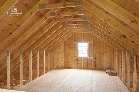 2nd Story Interior of 24x24 Attic Truss Garage Garage Lofts Ideas, Attic Above Garage Ideas, Room Over Garage Ideas Layout, Finished Room Over Garage Ideas, Garage Attic Conversion, Garage Loft Apartment Interior, Room Above Garage Ideas, Loft Above Garage, Loft Office Ideas