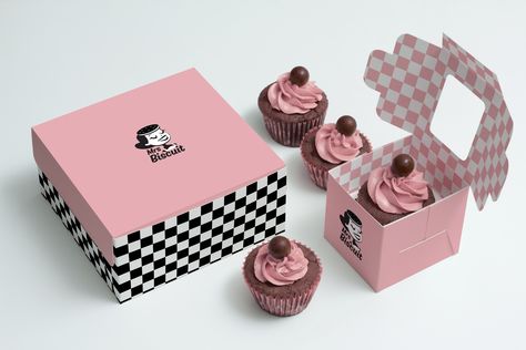 Branding Design Packaging Food, Cute Bakery Packaging, Cupcakes Packaging Ideas, Packaging Design Inspiration Food, Cupcake Packaging Design, Cake Branding Design, Food Box Packaging Design, Packaging Design Inspiration Boxes, Cafe Packaging Design