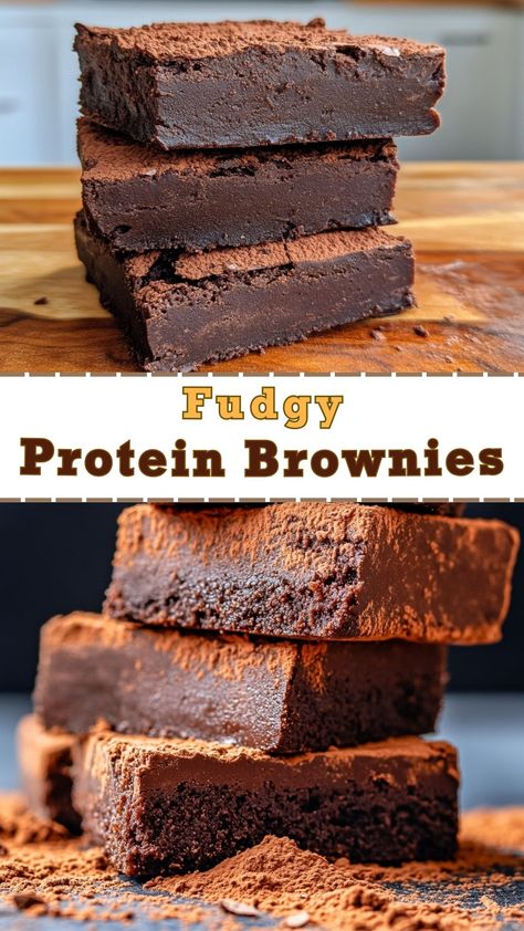 Fudgy Protein Brownies Protein Powder Brownies, Creamsicle Truffles, Trending Desserts, Baking Brownies, Brownies Recipes, Brownies From Scratch, Cookie Brownie Recipe, Raspberry Cookies, Protein Brownies